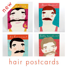 Red Cheeks factory hair postcards