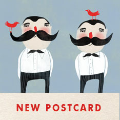 new postcard moustache twins