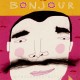 'bonjour' postcard with 'real' moustache