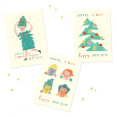 Set of 3 Christmas postcards